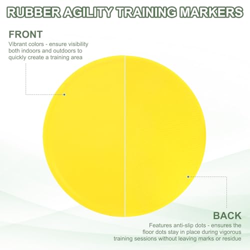 Spot Markers, Poly Spot Marker for Agility Training Floor Dots Non Slip Flat Field Cones - color: Yellow, size: 23 cm/9.1inch