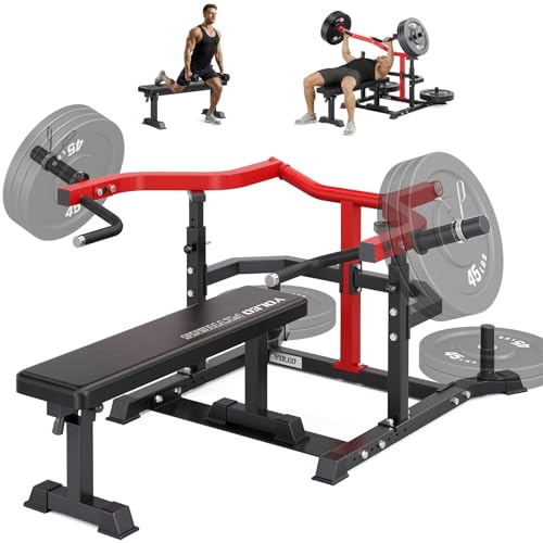 YOLEO 2-Piece Chest Press Machine & Flat Weight Bench, 1100LBS Home Gym Upper Body Machines with Independent Arms & Adjustable Flat Bench