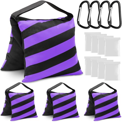 4 Packs Purple Sandbag Weight Bags for Light Stand Photography Video Equipment, Heavy Duty Saddlebags for Backdrop Stand, Photo Tripod, Canopy, Pop up Tent, Umbrella Base, Fishing Chair, Picnic Table - color: Purple