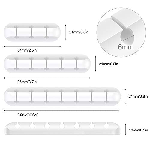 SOULWIT Cable Holder Clips, 3-Pack Cable Management Cord Organizer Clips Silicone Self Adhesive for Desktop USB Charging Cable Nightstand Power Cord Mouse Cable Wire PC Office Home - color: White