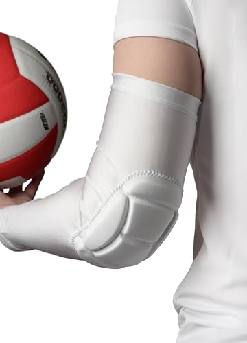 Tandem Sport Padded Arm Sleeves - Compression Sleeves with Built-In Elbow Padding to Reduce Injury & Stress - color: White, size: Large-X-Large