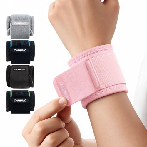 CAMBIVO 2 Pack Wrist Brace for Carpal Tunnel with wraps, Pink | Wrist Support, Adjustable Wrist Wraps for Weightlifting, Tendonitis, Pain Relief, Sleeping, Night, Gym, Neoprene, Both Hands - color: Pink