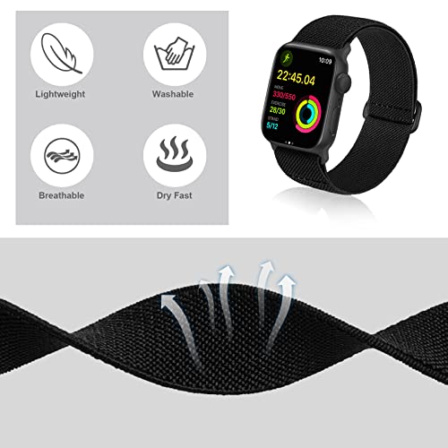 Elastic Ankle/Arm Band Compatible for Apple Watch 49/46/45/44/42/41/40/38mm | Breathable Nylon Ankle Strap Armband for Women Men, Fits iWatch SE Ultra Series 11 10 9 8 7 6 5 4 3 2 1 - color: Black Gray, size: 38/40/41/42(series 11 10)