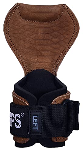 Cobra Grips Weight Lifting Gloves with Adjustable Neoprene Padded Wrist Wraps - Heavy Duty Alternative to Power Lifting Hooks for Deadlifts - color: FIT Brown Sway Leather, size: 4.25 - 7.0"