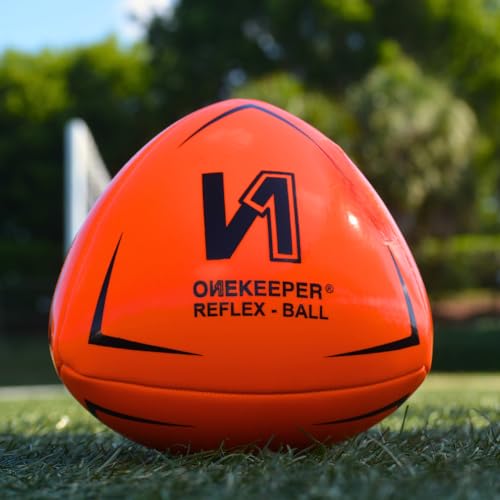 ONEKEEPER Soccer Reflex & Reaction Ball - White, Orange, Blue, Pink, and Fluo Yellow, Agility and Coordination Training for Kids and Juniors (Pump Not Included) - color: Orange Fluorescent