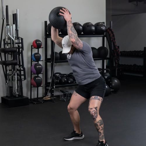 Titan Fitness Rubber Tread Slam Ball, Dead Bounce, Weight Workout - Throw, Catch, Slam, Twist - style: 90 lb