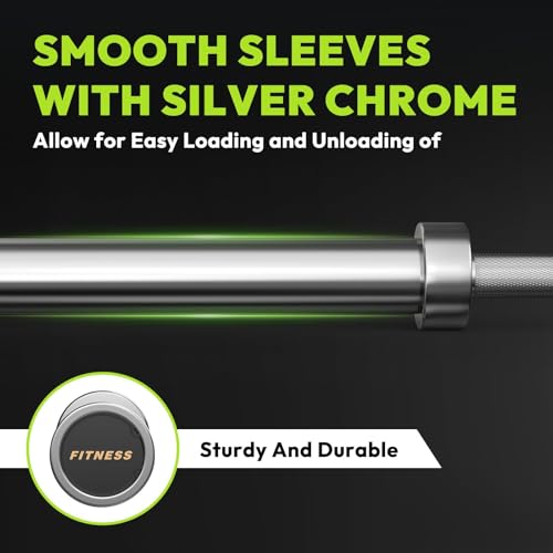 HANDBODE Olympic Barbell 6.5 ft/7 ft, 2 Inch Straight Womens Bars, 35 lb/45 lb Weight Bar, 1000 lb High-Capacity, for Weightlifting, Bench Press, Deadlift, Squat, Home Gym Strength Training - color: 7 ft Olympic Bar, 45 lb, 1000 lb, 30mm, Silver