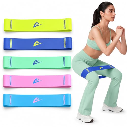 Pull Up Assistance Bands Set, Natural Latex Resistance Bands for Working Out, 5 Resistance Levels from 5 to 40 lb, Long Bands with Carry Bag for Home Gym and Strength Training