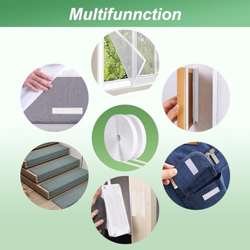 1''×41Ft White Heavy Duty Hook And Loop Tape Adhesive, No Punching Picture Wall Mounting Roll, Sticky Back Couch Cushion Grip, Keep Rugs in Place, Strong Adhesive Tape for DIY at Classroom Office Home - size: 1In × 41Ft, style: White