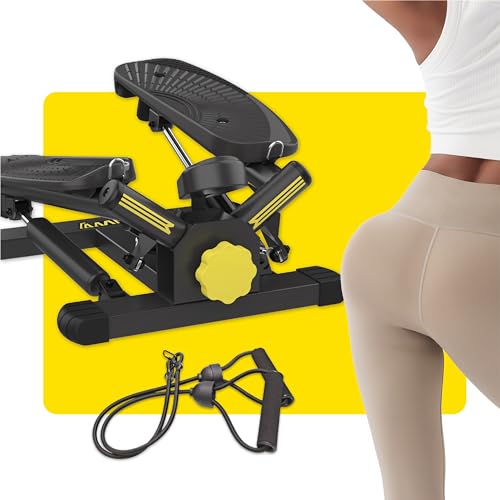 ZIWWVY Stepper Machine with Resistance Bands, Mini Stepper with 300LBS Weight Capacity, Twist Stepper for Full Body Workout, Adjustable Step Height, Smooth and Quiet, Step Machine for Men Women - style: Large Foot Model