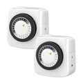 BN-LINK Indoor Timers Plug Mechanical 2 Prong 24-Hour Mini Lamp Timers 2 Pack, for Electrical Outlets, Fish Tank, Fans, LED Lights - size: 2-Prong, 2-Pack, 1 Outlet, Mini