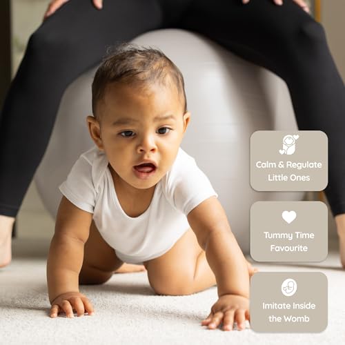 BABYGO Birthing Ball - Pregnancy Yoga Labor & Exercise Ball & Book Set Trimester Targeting, Maternity Physio, Birth & Recovery Plan Included Anti Burst Eco Friendly - color: Oatmeal, size: 65cm - Electric