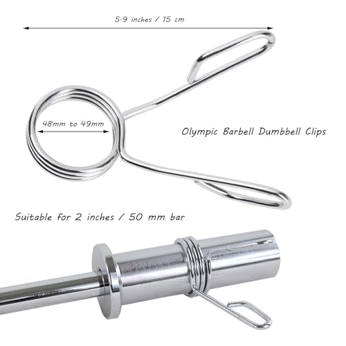 Barbell Spring Collars Dumbbell Clamps Lock Clips Gym Olympic Barbell Circlips Buckles 2 Inches Metal Weight Lifting Accessory 2 Pack