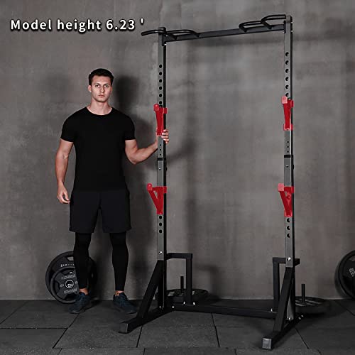 CANPA Multifunction Power Rack with Pull up Bar, Heavy Capacity and Adjustable Squat Stand Rack for Home Gym Equipment, Power Rack Cage - color: Black