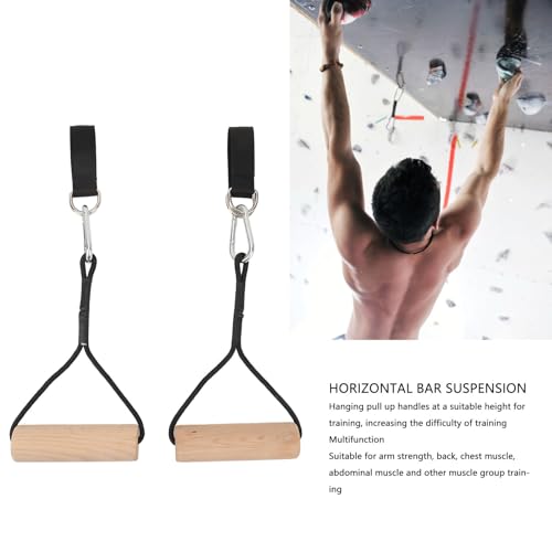 Pull Up Handle Strength Trainer, Wooden Gymnastic Rings Portable Gymnastic Hanging Rings Non Slip Gym Rings with Storage Bag for Outdoor Home Gym