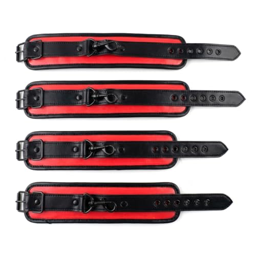 Spreader Bar Heavy Duty Stainless Steel Expandable Bar Home Gym with 4pcs Furry Crocodile Adjustable Strap,Sports Aid Training Pilates Aid Kit,Indoor Yoga Set - style: Black+Black-Red-Cushioned