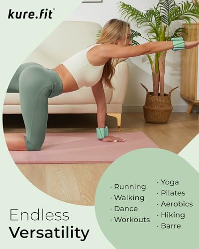 Pilates Weight | Wrist & Ankle Weights for Women | Weighted Bangles | 1LB/ 2LB Each (Set of 2) - color: Sage, size: 1 LB