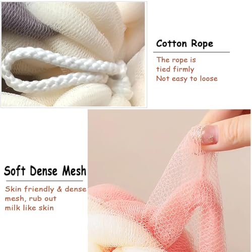 AARAINBOW 2 Packs Upgraded Long Stretch Back Sponge with Rope Handles Back Scrubber Bath Shower Mesh Sponge Exfoliating Body Scrub Stretch Braided Loofah for Men Women Shower Rope (Gray+Green) - color: Gray+green