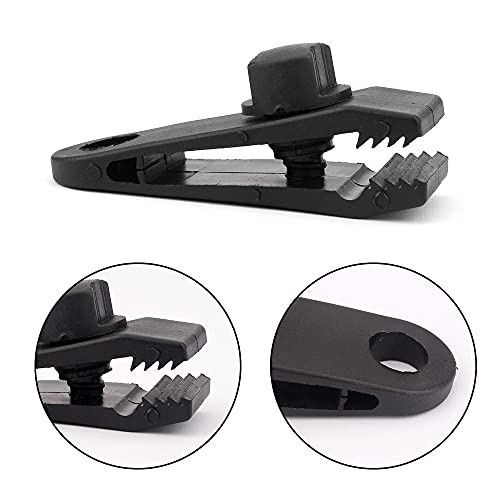 AOPRIE 10 Sets of Bungee Balls and Tarp Clips Black 6 Inches Ball Bungee Cord Heavy Duty Lock Grip Clamps Shark Fasteners Holder for Camping Tents Cargo Pool Awning Car Cover Holding Wire Hoses - size: 6 In Clips