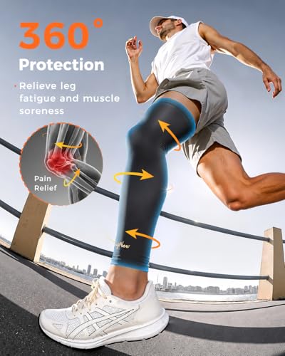 Copper-Infused Leg Compression Sleeve Ultra Breathable Full Leg Compression Sleeve for Pain Relief,Arthritis, Muscle Recovery, Swelling, Inflammation, Leg Sleeve for Thigh, Calf, Knee, Men & Women(Black, Medium) - size: Medium