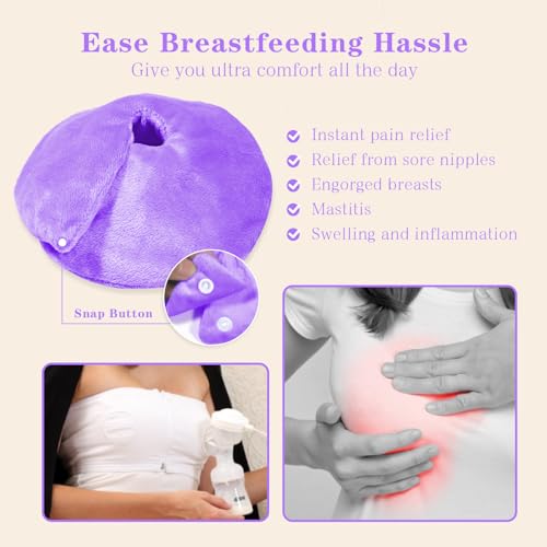 Hot/Cold Breast Gel Ice Packs Breast Cooling/Heat Pads Relief for Breastfeeding, Nursing Pain, Mastitis, Engorgement, Swelling, Plugged Ducts | Boost Milk Let-Down & Production,2 Pack (Purple) - color: Purple