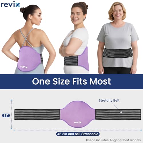 REVIX Extra Large Lower Back Ice Pack Wrap, 2 Pack Gel Wrap for Lumbar | Reusable Cold Gel for Sciatica & Waist Relief, 13.4 x 11 in, Hands-free Lumbar Wrap for Men & Women, Purple - color: Purple