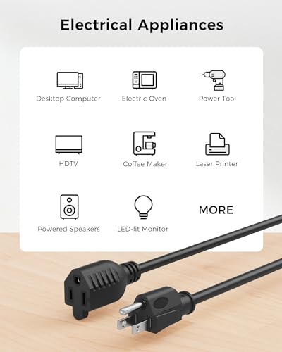 [ETL Listed] Cable Matters 16 AWG 13A Power Extension Cord, 20ft | 3-Prong Grounded, 1625W, Heavy Duty, NEMA 5-15P to 5-15R, Black - color: Black, size: 20 Feet, style: 1-Pack