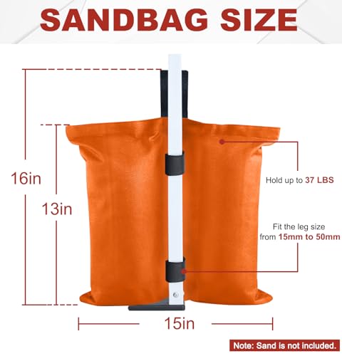 ABCCANOPY Canopy Weights 120 LBS Tent Sand Bags,4-Pack Orange(No Sand) - color: Orange, size: 120 LBS