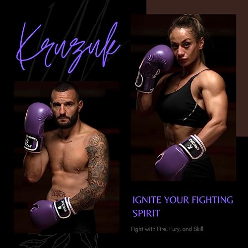 Kruzak Boxing Gloves for Men & Women, Sparring & Kickboxing Gloves, Muay Thai & MMA Gloves, 8-16 oz - color: Purple, size: 12 oz