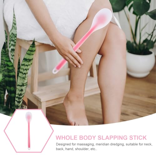 Silicone Health Massage Pat Palm Tapping Tool Red Extended Body Care Stick with Meridian Acupoint Chart for Muscle Relaxation and Relief