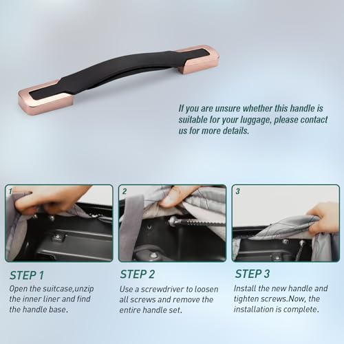 Luggage Replacement Handle, Suitcase Spare Grip, Travel Bag Repair Part | Ergonomic grip design, sturdy construction, comfortable hand feel, suitable for luggage repair and travel bag replacement - style: RB-004 Rose Gold