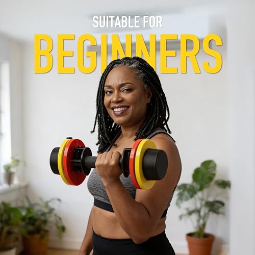 ATIVAFIT Adjustable Dumbbell Set of 2, 5–88LB Quick Dial Free Weights with Double Safety Lock, Anti-Slip Steel Handle & Storage Box, Space Saving Home Gym Equipment for Full Body Strength Training, Suitable for Home Fitness Users - color: Sunrise-25lbs