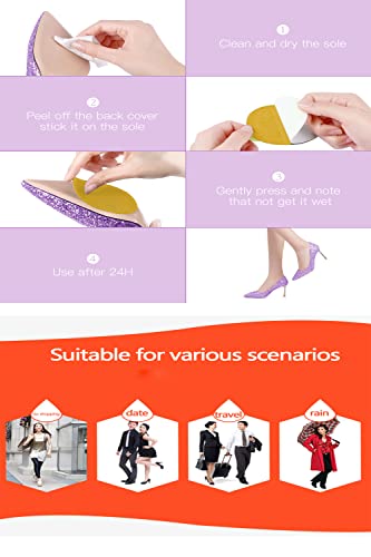Non Slip Shoes Pads Self-Adhesive Shoe Grips Rubber Anti-Slip Shoe Grips Sole Stick Protector (Yellow-5Pairs) - color: Yellow-5pairs