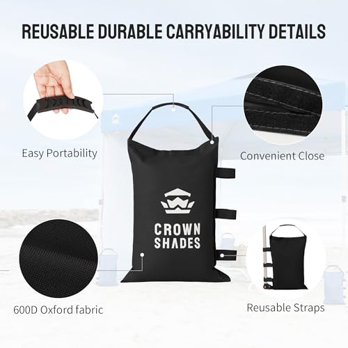 CROWN SHADES Sand Bags for Canopy Legs (120 LBS) Sandbags for Weight, Canopy Weights, Pop Up Tent Weights Bags, Black (Unfilled) - color: Black, size: 120lbs