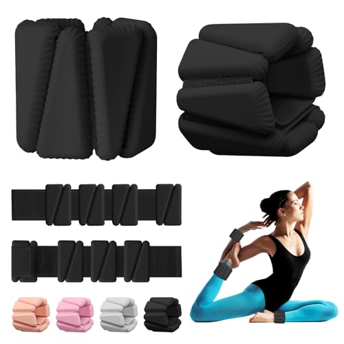 Wrist Weights, Adjustable Wrist Ankle Weights for Women, Wearable Arm & Leg Weights Set of 2(1 lb Each), Weighted Bangles for Walking, Yoga, Dance, Barre, Gym - color: Black