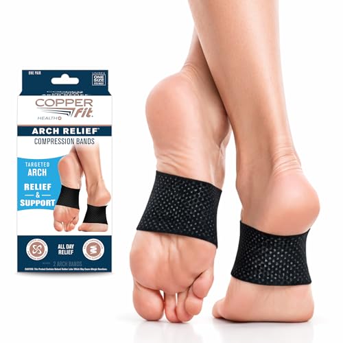 Copper Fit Health Unisex Arch Relief Compression Bands for Plantar Fasciitis,Swelling - color: Black
