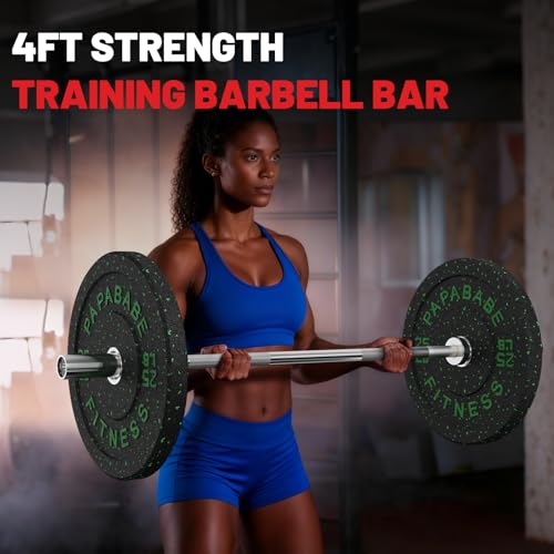 PAPABABE Olympic Barbell, 4ft/5ft/6ft/6.5ft Straight Barbell Womens Olympic Barbell for Strength Training and Technique Adjusting, 2 inch Olympic Bar with Moderate Knurling For Bench Press, Squats Curls Deadlifts Weightlifting - color: 4ft Straight Bar Si