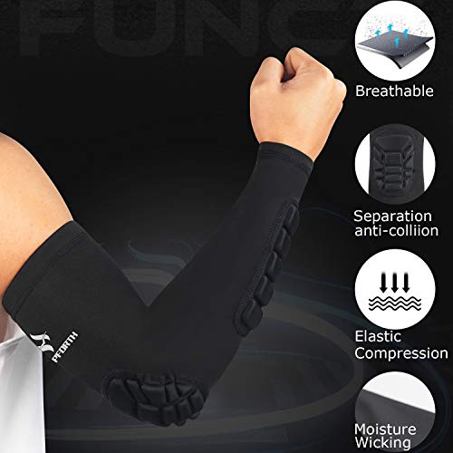 2PCS Padded Elbow Forearm Sleeves Compression Arm Protective Support - color: Black Padded Elbow Forearm, size: XX-Large