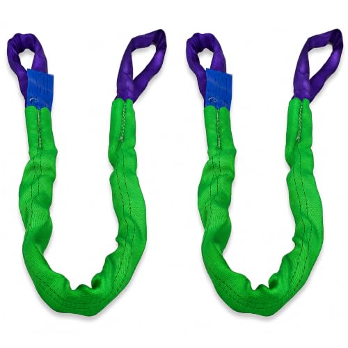 2" x 8' Lifting Sling Straps Polyester Web Slings 4400 Lbs Vertical, 3520 Lbs Choker, 8800 Lbs Basket 2-Pack (Green/Purple) - size: 2 Inch x 8 Feet(2-Pack)
