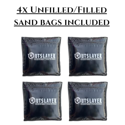 Outslayer Heavy Duty Punching Bag Stand - 7.8ft / 6.8ft Heavy Bags up to 350lbs - Made in USA - Filled or Unfilled Sandbags - Easy Assembly - size: 6'8 Ft Heavy Duty Stand, style: With FILLED Sand Bags