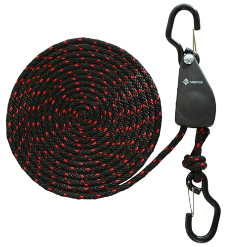 Heavy Duty Ratchet Tie Down Straps with Safety Hooks, Cargo Ratchet Straps for Kayak, Canoe, Truck, Trailer, Motorcycle, Grow Lights & Camping Gear, Securing Straps with Easy Release Ratchet Tightener - color: Black Red 1 Pair