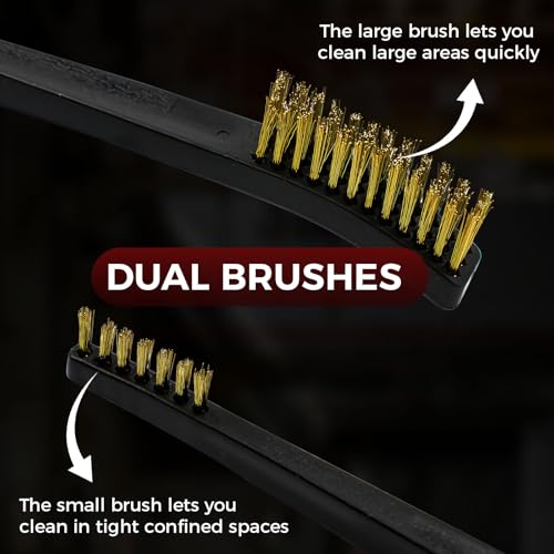 PINGMIC Gun Cleaning Brushes Set - 12 Pack Double-Ended Brass Brushes with Plastic Handles, All-Purpose Gun Cleaning Supplies Kit (Brass) - color: Brass