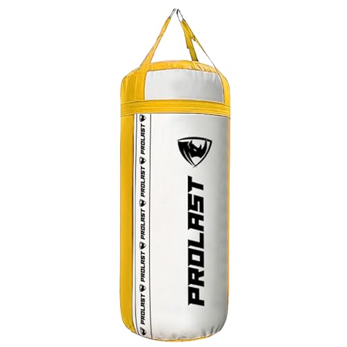 4Ft XL 135Lb Heavy Punching Kicking Bag for Adults, Boxing, MMA, Martial Arts, Muay Thai, Strength Training Equipment - color: White / Yellow, size: Unfilled