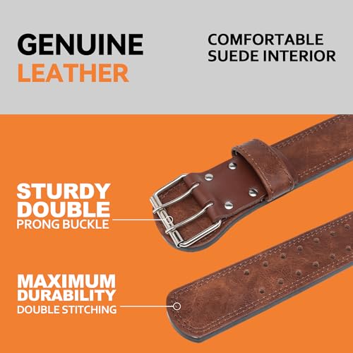 Weight Lifting Belt Gym Fitness, Padded Cowhide Leather Weightlifting Belt, Functional Powerlifting Belt Adjustable Weightlifting Belt - color: Brown, size: X-Large