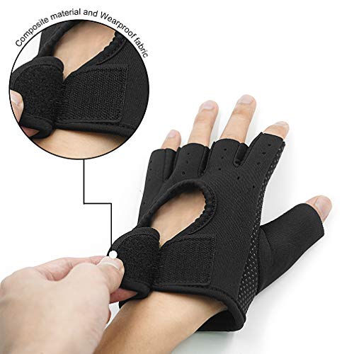 Luwint Kids Fingerless Workout Gloves - Anti-Slip Fitness Mitten for Children Cycling Yoga Weightlifting, 1 Pair - color: Black, size: Medium