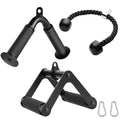 Double D Row Handle LAT Pulldown Attachments, 1.3 Inch Diameter Big Comfort Rubber Grip V Bar Attachmentt for Cable Machine Home Gym Accessory - color: Black Three Set