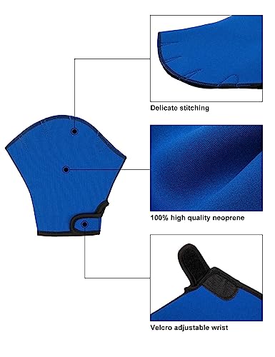 FitsT4 Sports Aqua Gloves Webbed Paddle Swim Gloves Fitness Water Aerobics - color: Blue, size: Medium