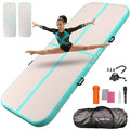 Inflatable Gymnastics Mat 6.6ft/10ft Air Tumble Track Training Mat 4/8 inches Thick Tumbling mat with Electric Pump for Home Use/Tumble/Gym/Training/Cheerleading/Water/Yoga - color: Mint Green, size: 6.56ft*3.9ft*4in