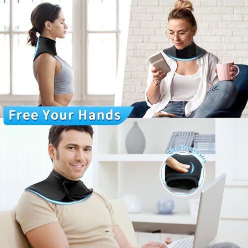 Neck Ice Pack Wrap Reusable Gel Ice Packs for Cervical Injuries Pain Relief, Flexible Cold Hot Compress Therapy for Shoulder Swelling, Bruises, Stiff Neck, Migraine, Surgery Recovery Gift Women Men - style: Neck-Black