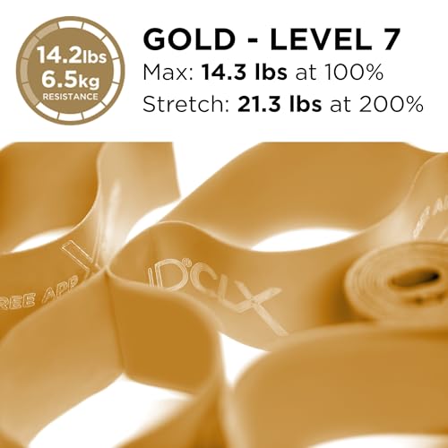 THERABAND CLX Resistance Band with Loops, 5 Feet, Silver, Super Heavy, Non-Latex, Elastic Band for Exercise, Mobility & Rehab, Stretching, Home Workouts, Color-Coded for Easy Resistance Levels - color: Level 7 / Elite - Gold